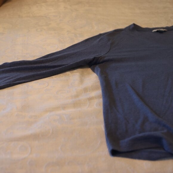 Orvis Heathered Blue 3/4 Sleeve V-Neck Top Linen/Polyester Blend Size Large - Picture 8 of 10